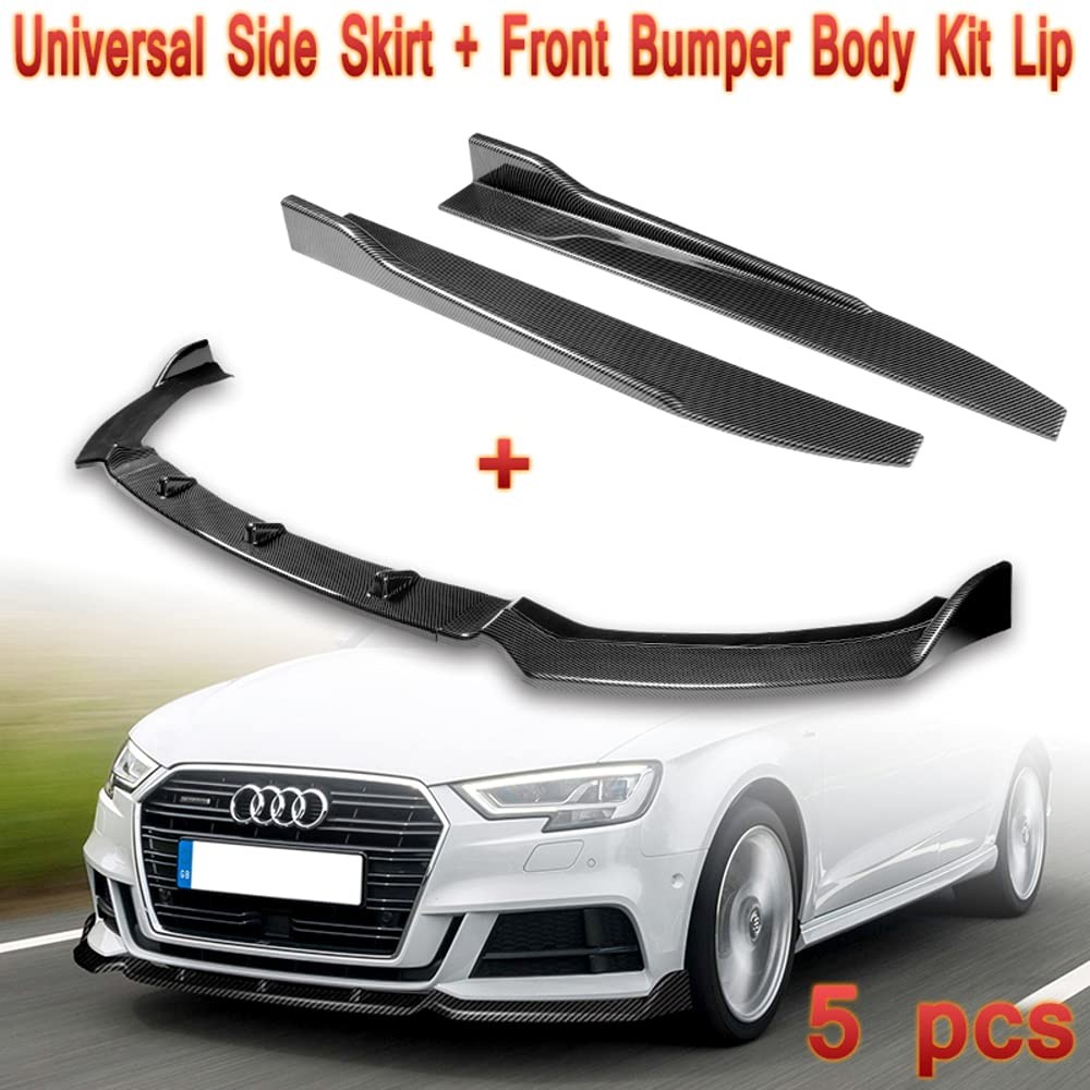 5PCS Front Bumper Lip Skirt Diffuser for Audi A3 S3 S Line 2017 2020 Carbon