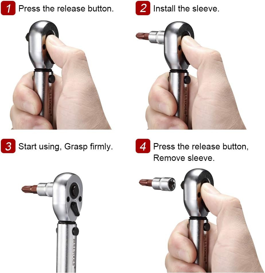 1/4-Inch Drive Click Torque Wrench Set Dual-Direction Adjustable 90-Tooth Torque