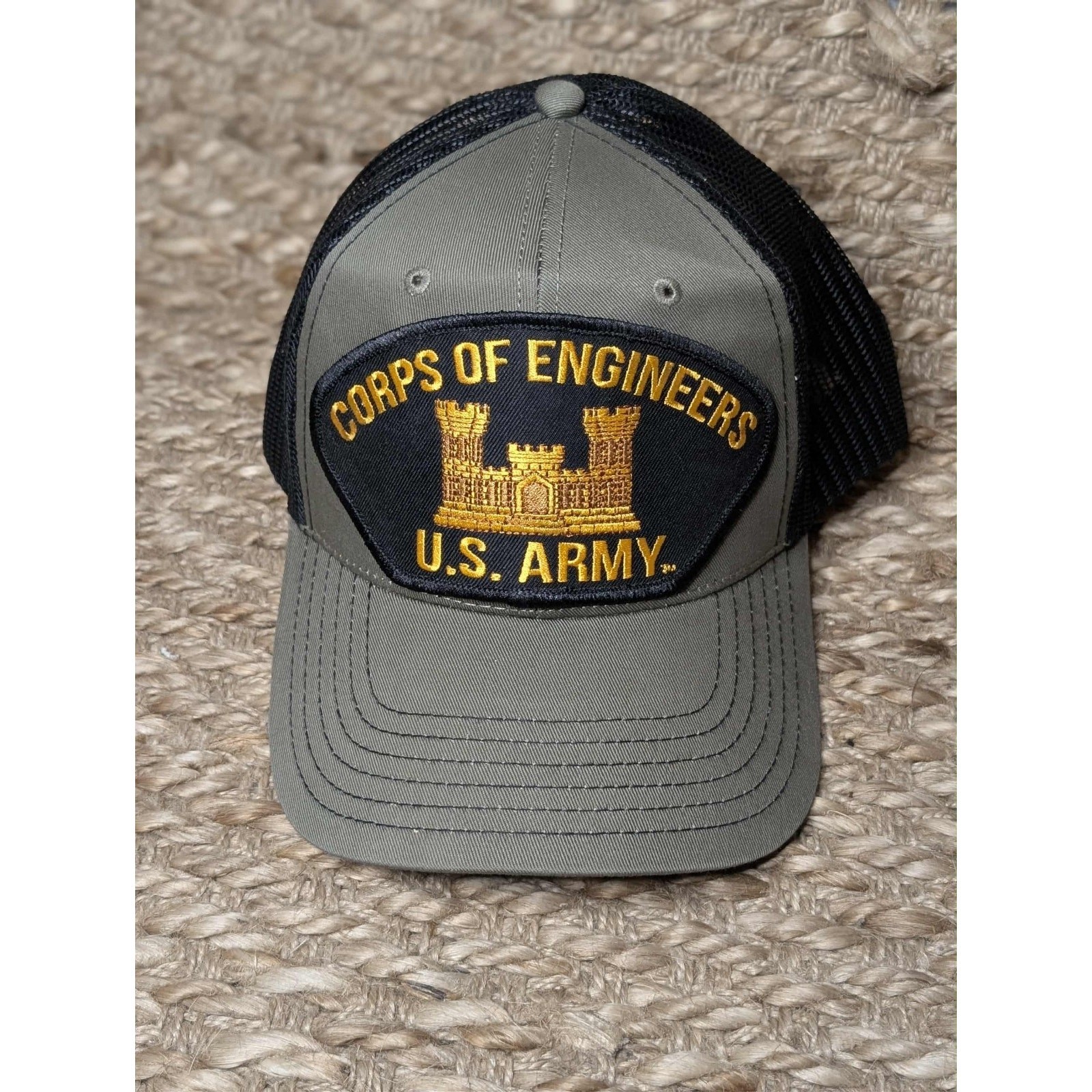 US Army Corps Of Engineers OD Green Hat Mesh Ball Cap Adjustable