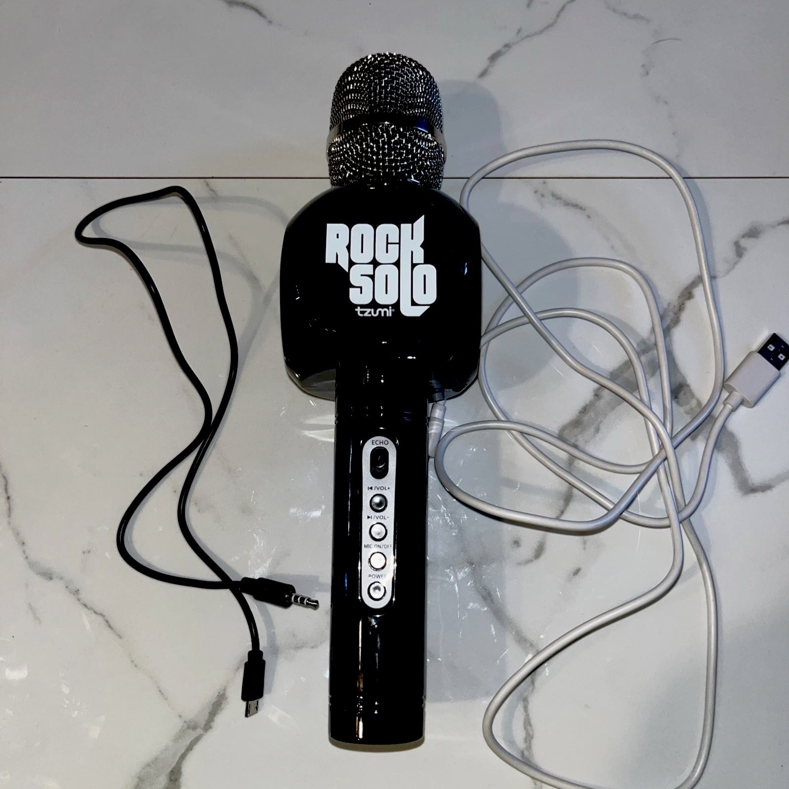Tzumi Rock Solo Bluetooth Karaoke Mic w/ Speaker & Phone Holder –Open Box-Tested