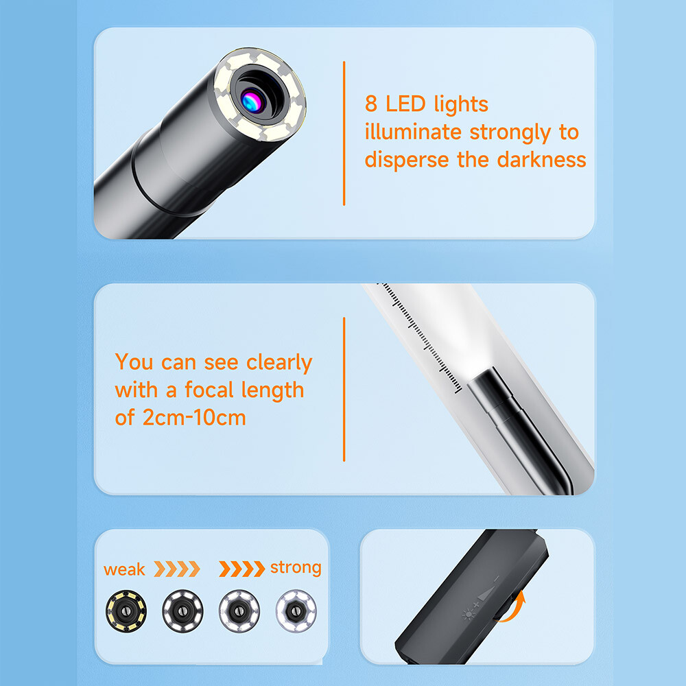 For iOS iPhone 16/15/14/13 Android 33Ft Waterproof Endoscope Inspection Camera
