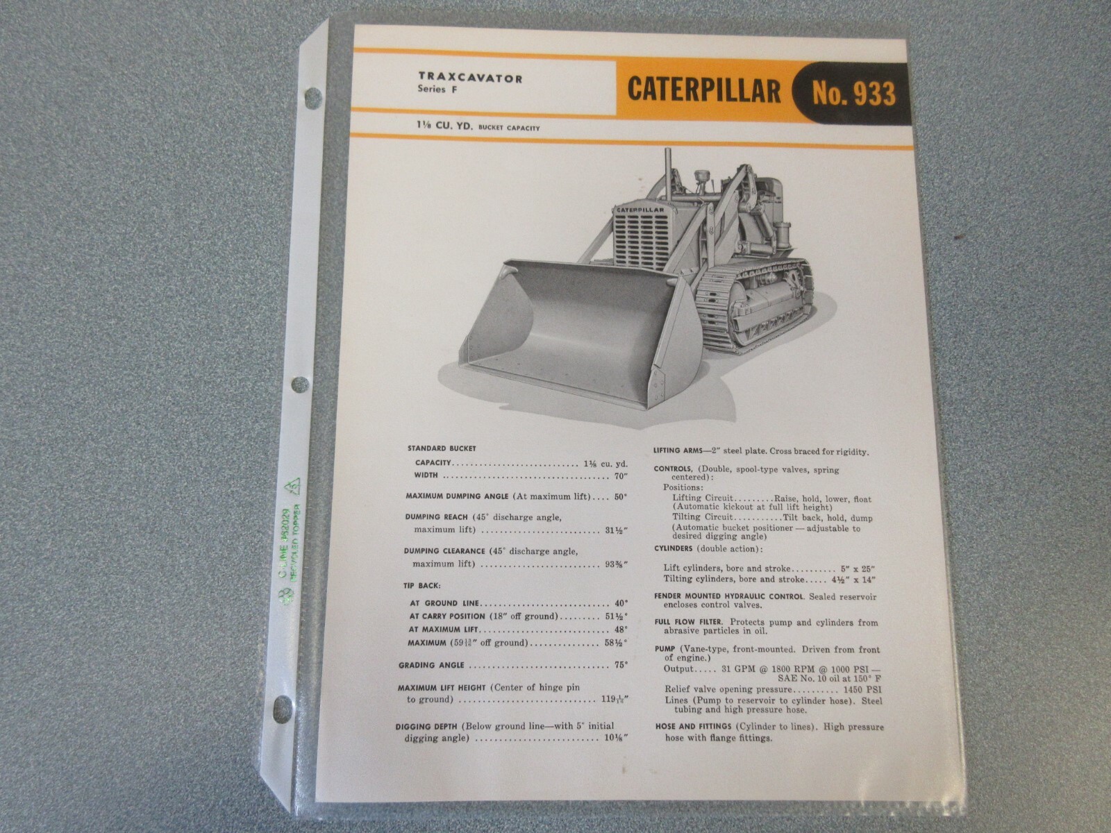 Caterpillar 933 Crawler Loader Brochure 1958