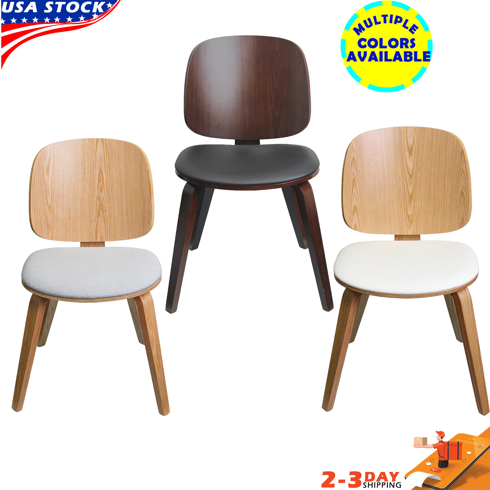 Set of 2 Beech Wooden Dining Chairs with Cushion Upholstered Kitchen Room Chairs