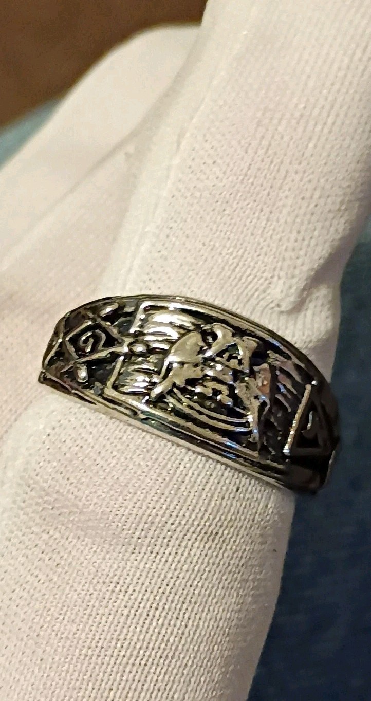 Silver Masonic Ring SIZE 8 Master Mason Scottish Rite 32° Freemason DBL Eagle