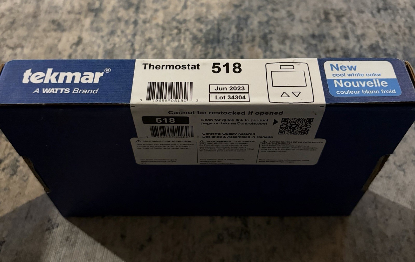 Tekmar 518 Thermostat Single Stage Heat. New Cool White Color. FREE SHIPPING