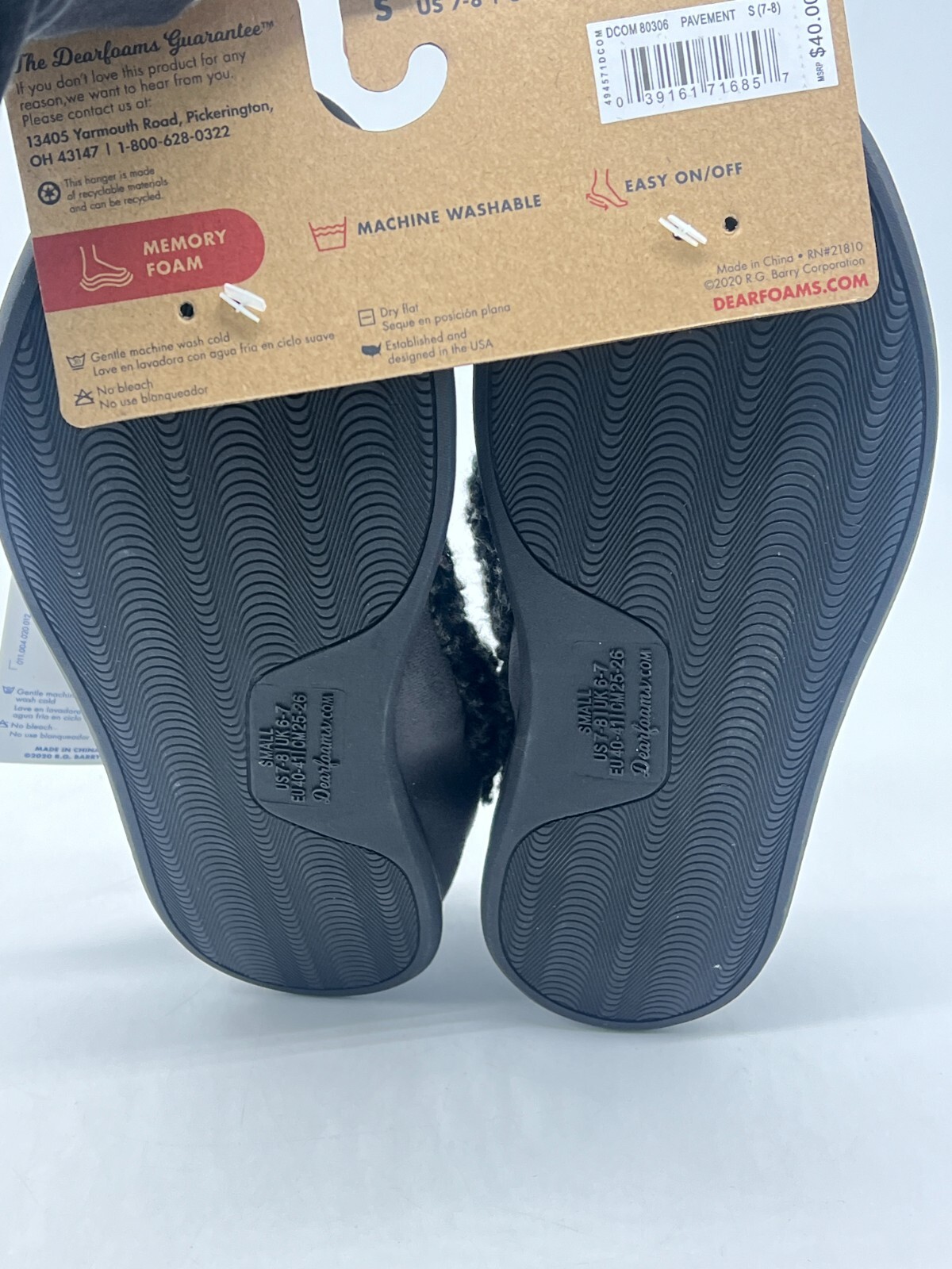 Dearfoams Eli Gray Plaid Moccasin Slippers Mens Small 7-8 / 40-41 EU Memory Foam