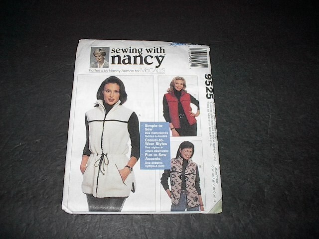 McCall's Pattern 9525 Misses' Unlined Vests in Three Lengths & Three Styles 8~22