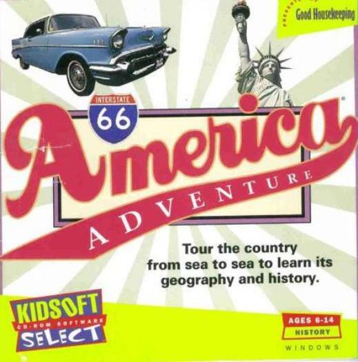 America Adventure PC CD tour country learn geography history see USA map game!