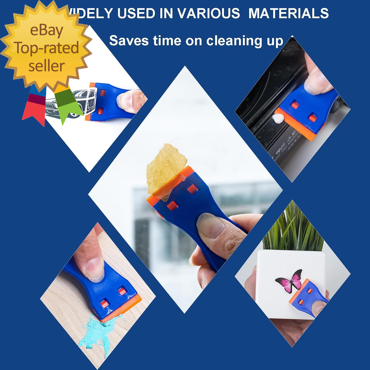 Plastic Razor Blade Scraper Tool 6 Pcs Razor Scraper with 60 Pcs Plastic Blades