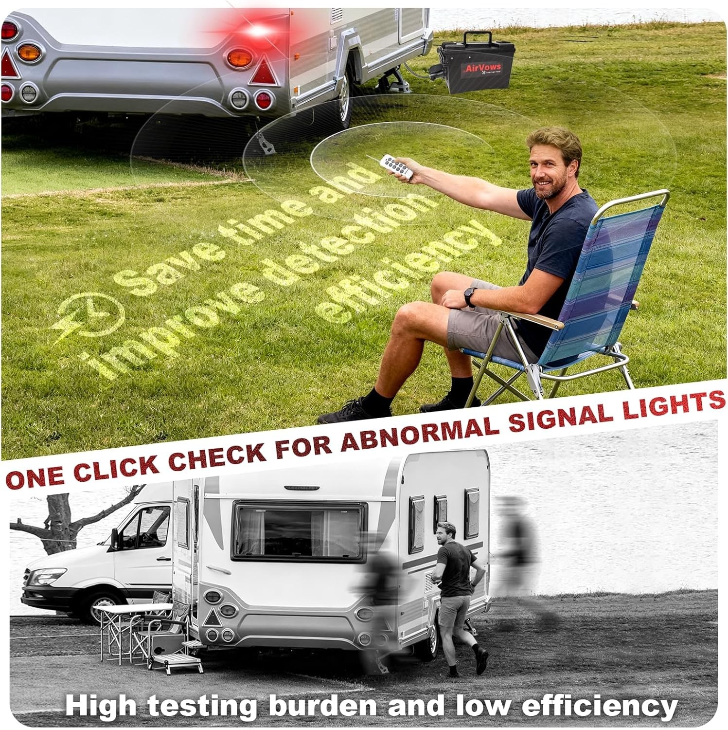 Trailer Light Tester with Remote Control Function,7-Way Flat Spade Pin,6-Way ...