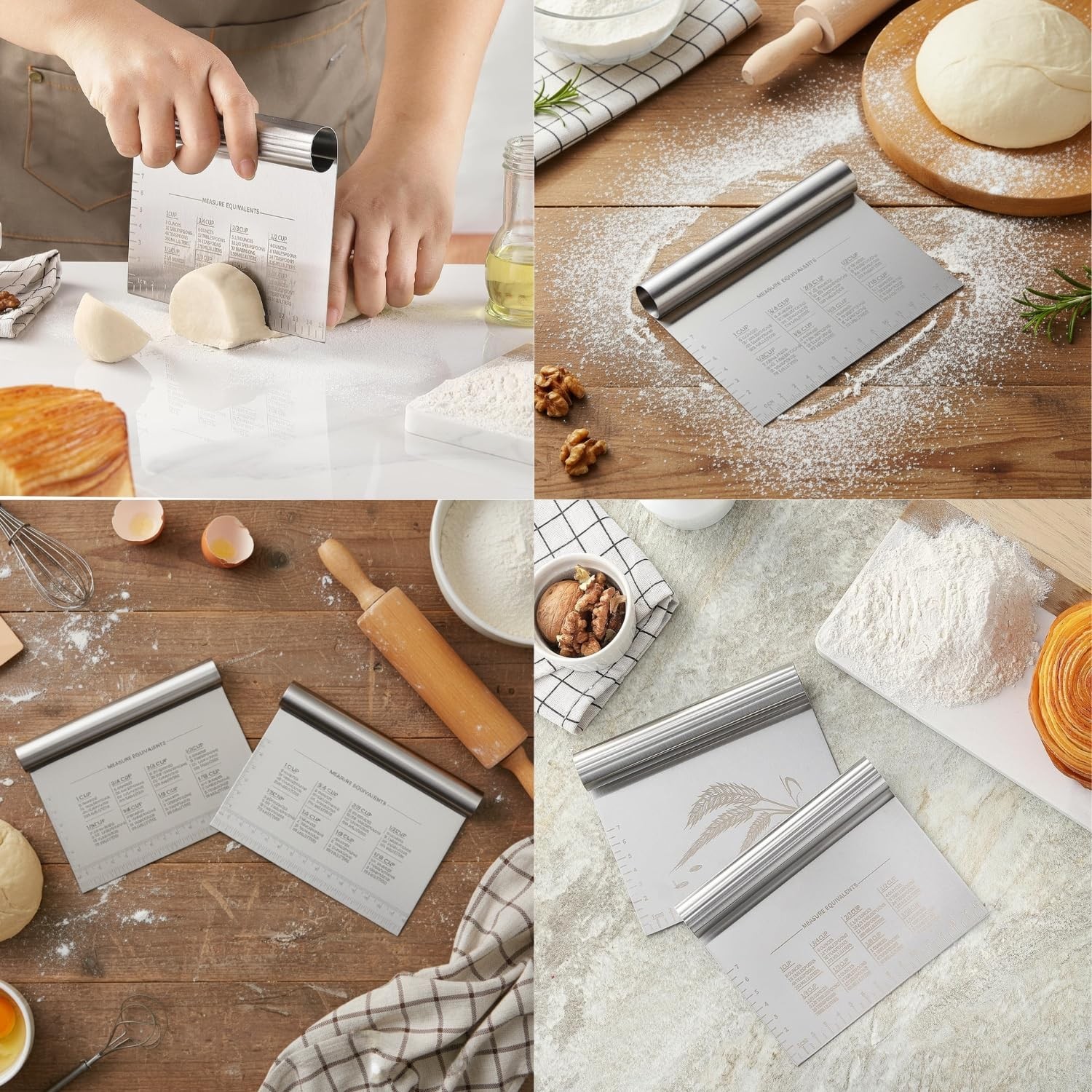 BOORIKA Dough Scraper & Bench Kitchen – Stainless Steel L, Silver