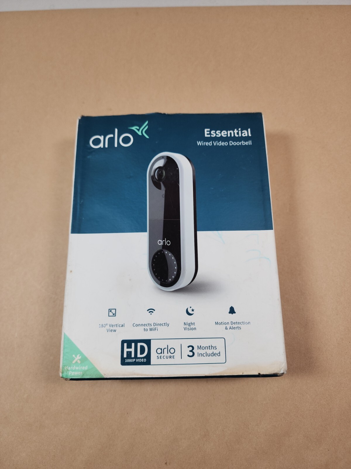 Arlo Essential Hardwired Wi-Fi Smart Video Doorbell  White  AVD1001-100NAS) New