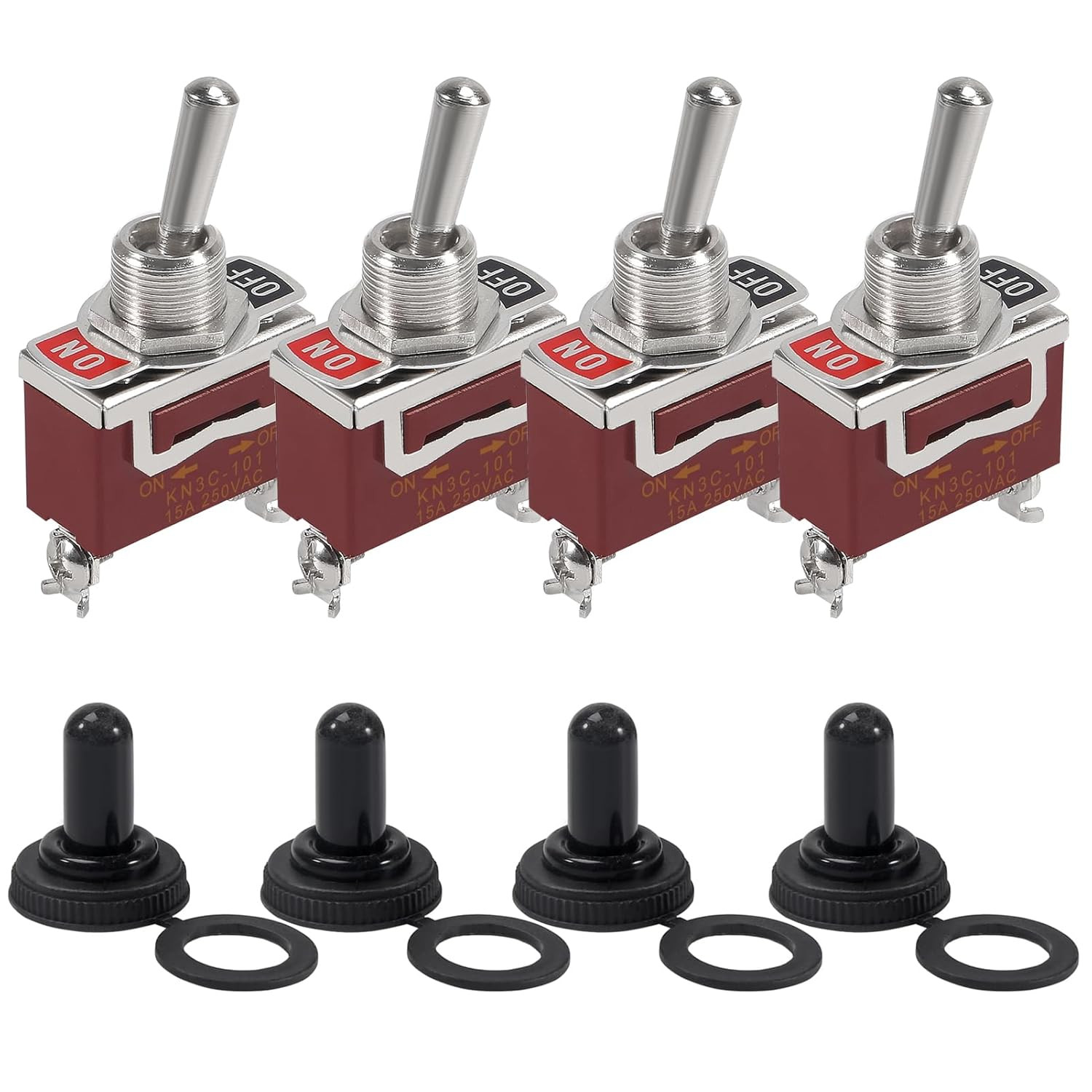 4Pcs Marine Toggle Switch 12V DC 30A Waterproof Toggle Switch 12 Volt Heavy D...