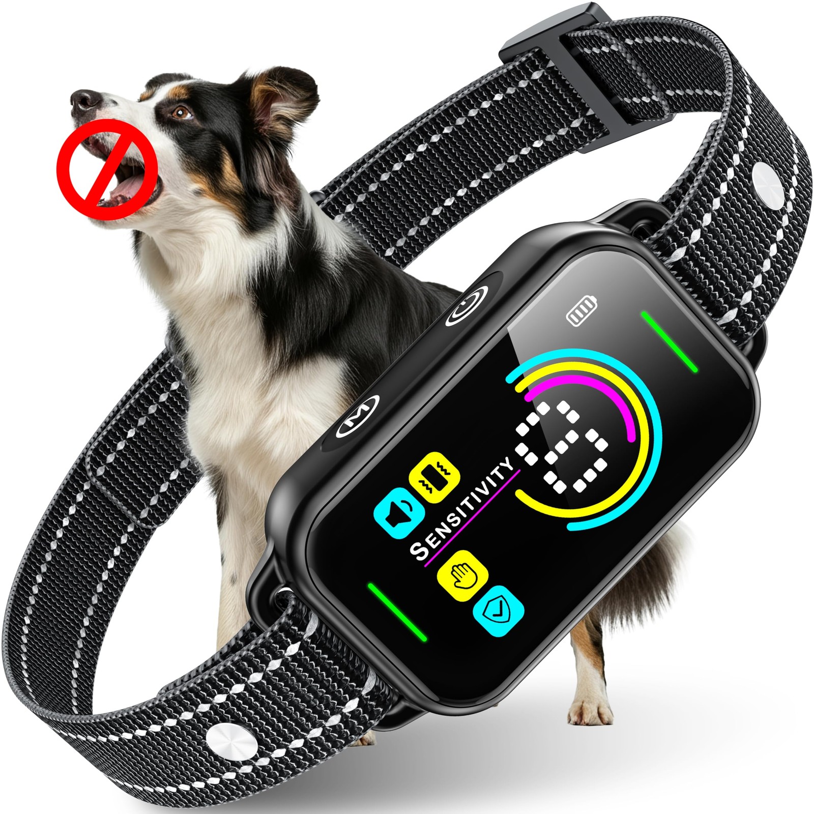 Smart Bark Collar Rechargeable Anti Barking Training 8 Sensitivity Dark Black