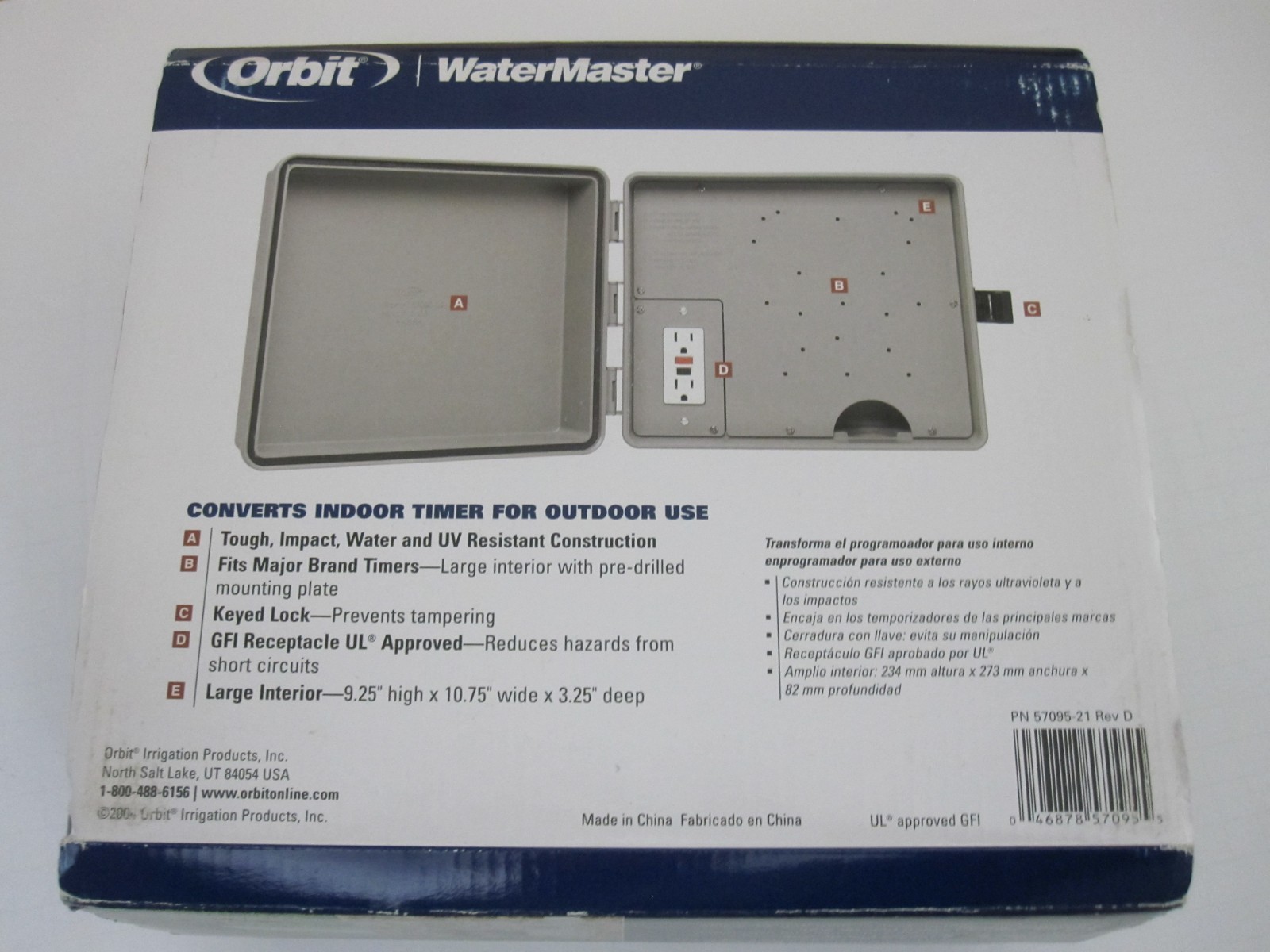 ORBIT WATERMASTER SPRINKLER TIMER CABINET 57095-21 NEW