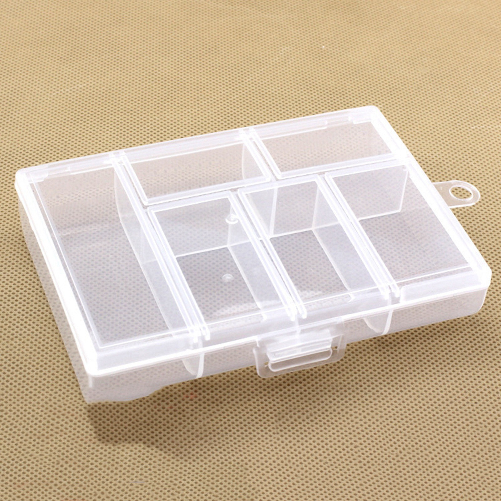 2 Pcs Clear Plastic Organizer Box Case 6 Grids Jewelry Craft Storage Container