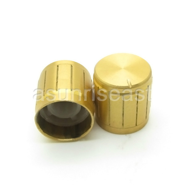 100x Golden Rotary Cap Aluminum Knob for 6mm Knurled Splined Shaft Potentiometer