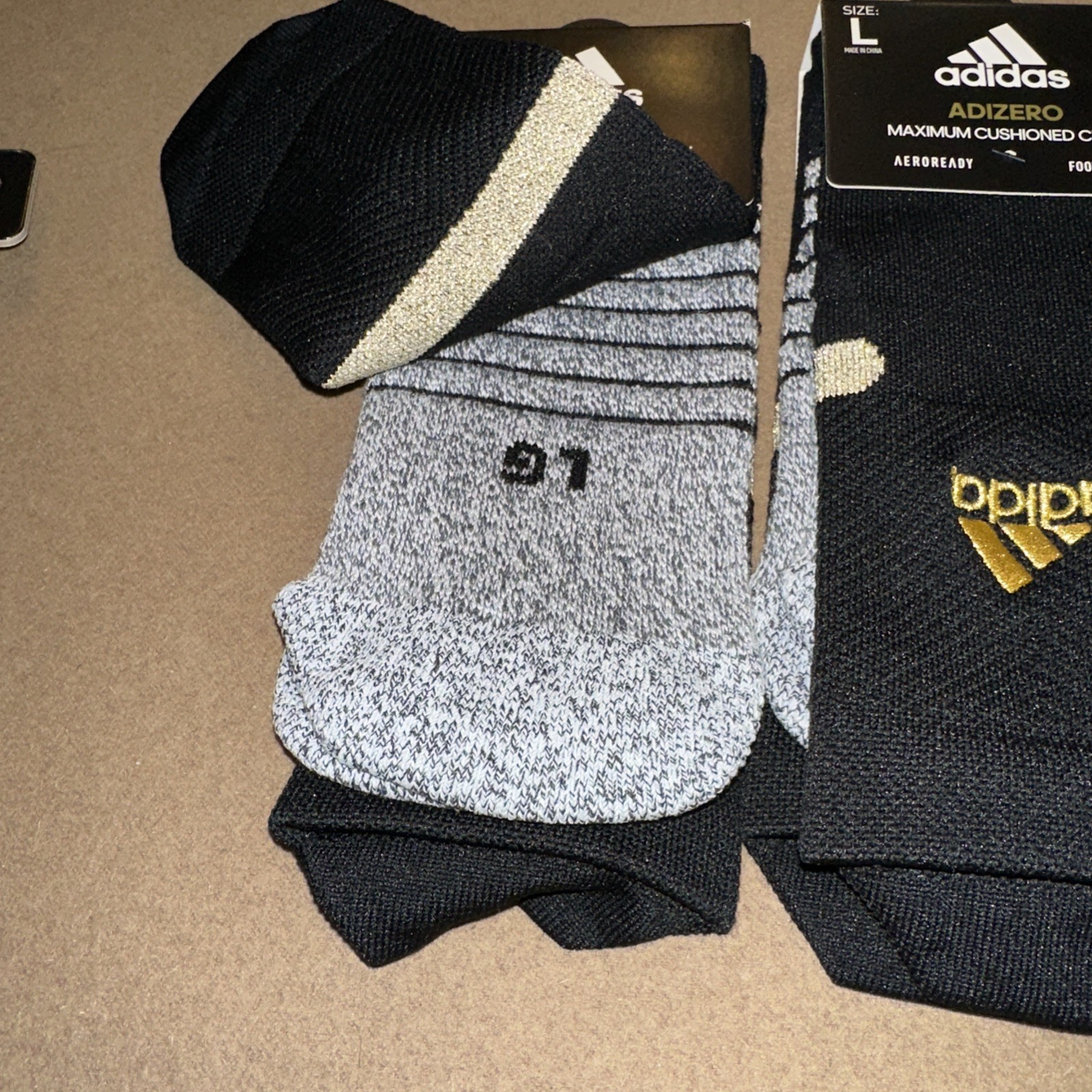 Lot Of 2 Adidas Adizero Maximum Cushioned Crew Socks Football Black Size Large