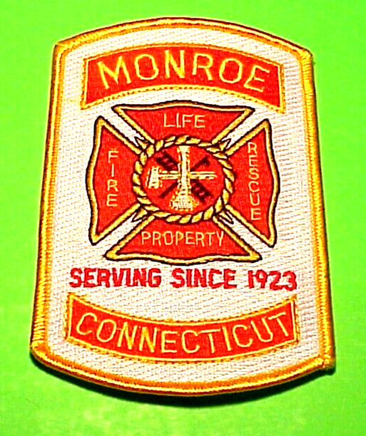 MONROE  CONNECTICUT  SINCE 1923  CT  5"  FIRE DEPT. PATCH  FREE SHIPPING!!!