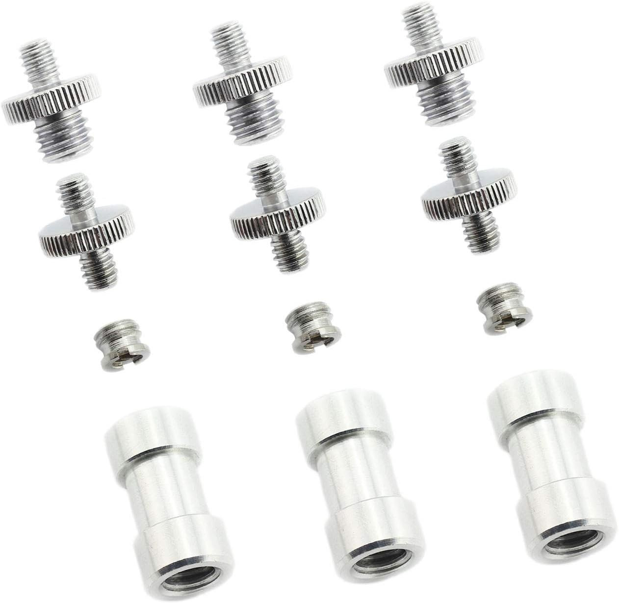 3 Sets 1/4 Inch to 3/8 Inch Threaded Screw Mount Adapter Set for Camera Tripod