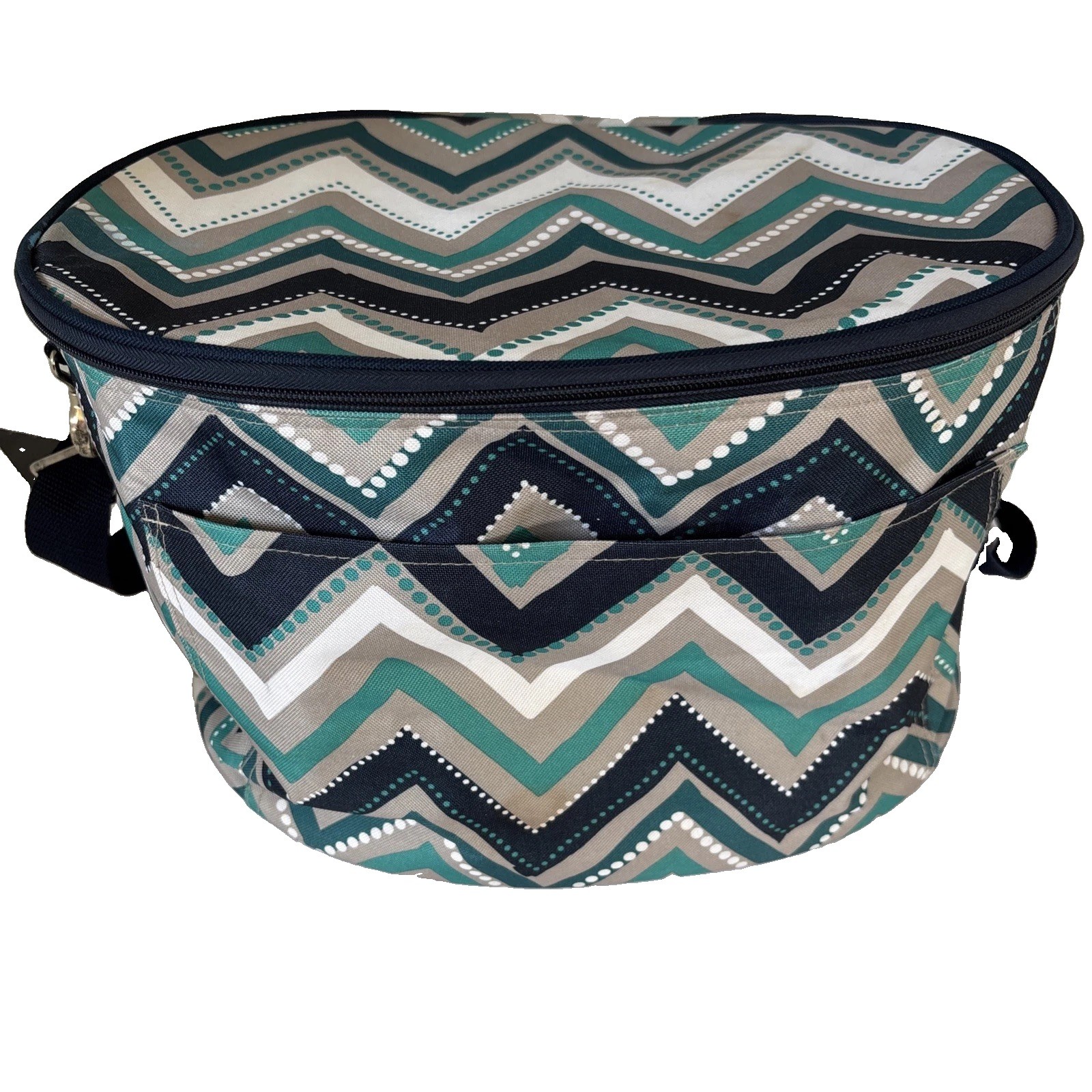 Thirty-One Family Fun Dotted Chevron Collapsible Cooler Tote Tail Gate