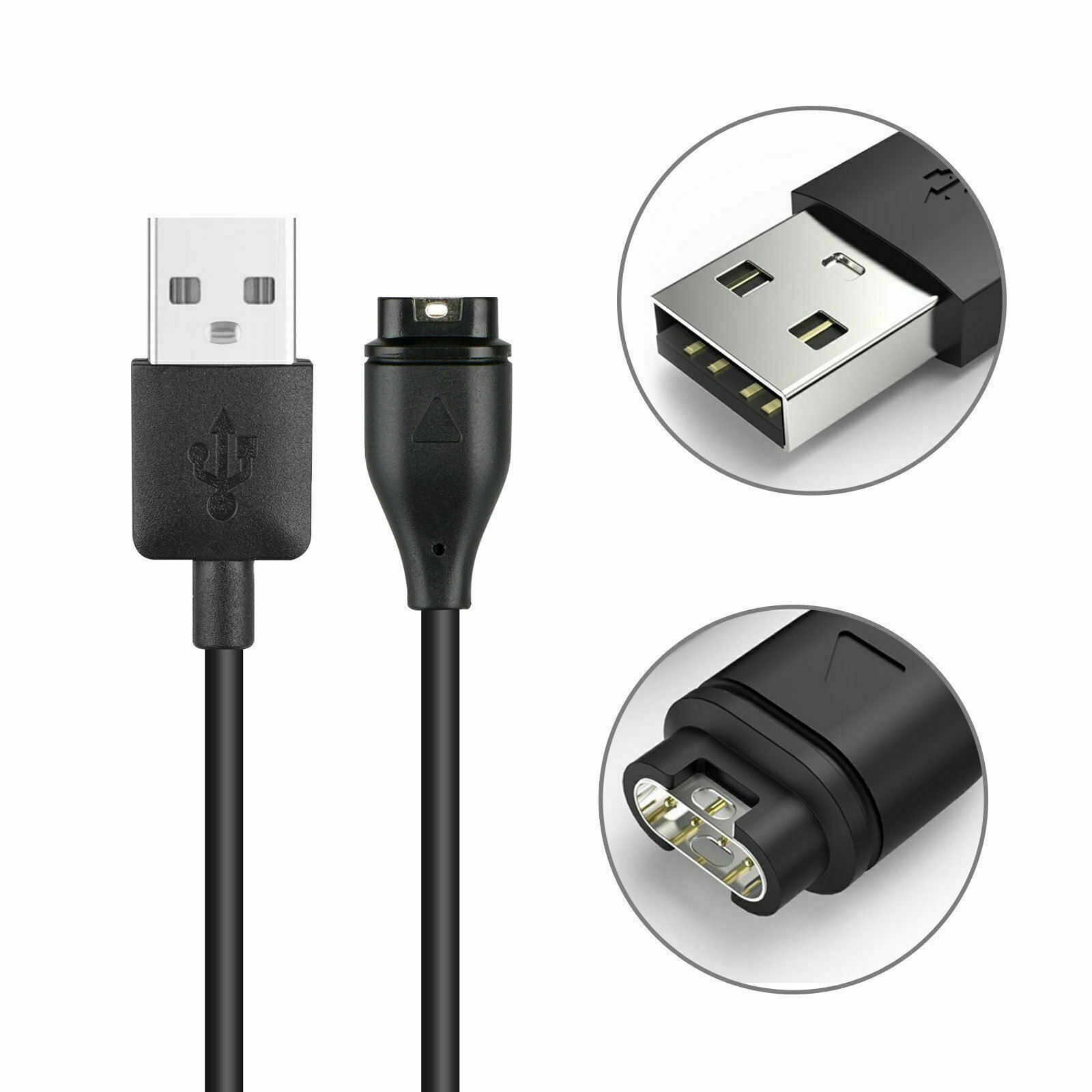 Garmin Vivoactive 3 Charger Replacement Charging Charge Cable Cord USB (Black)