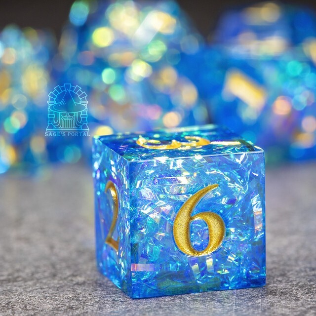 Sage's Exaltations - River Bend Sharp Edge Resin Polyhedral Dice Set