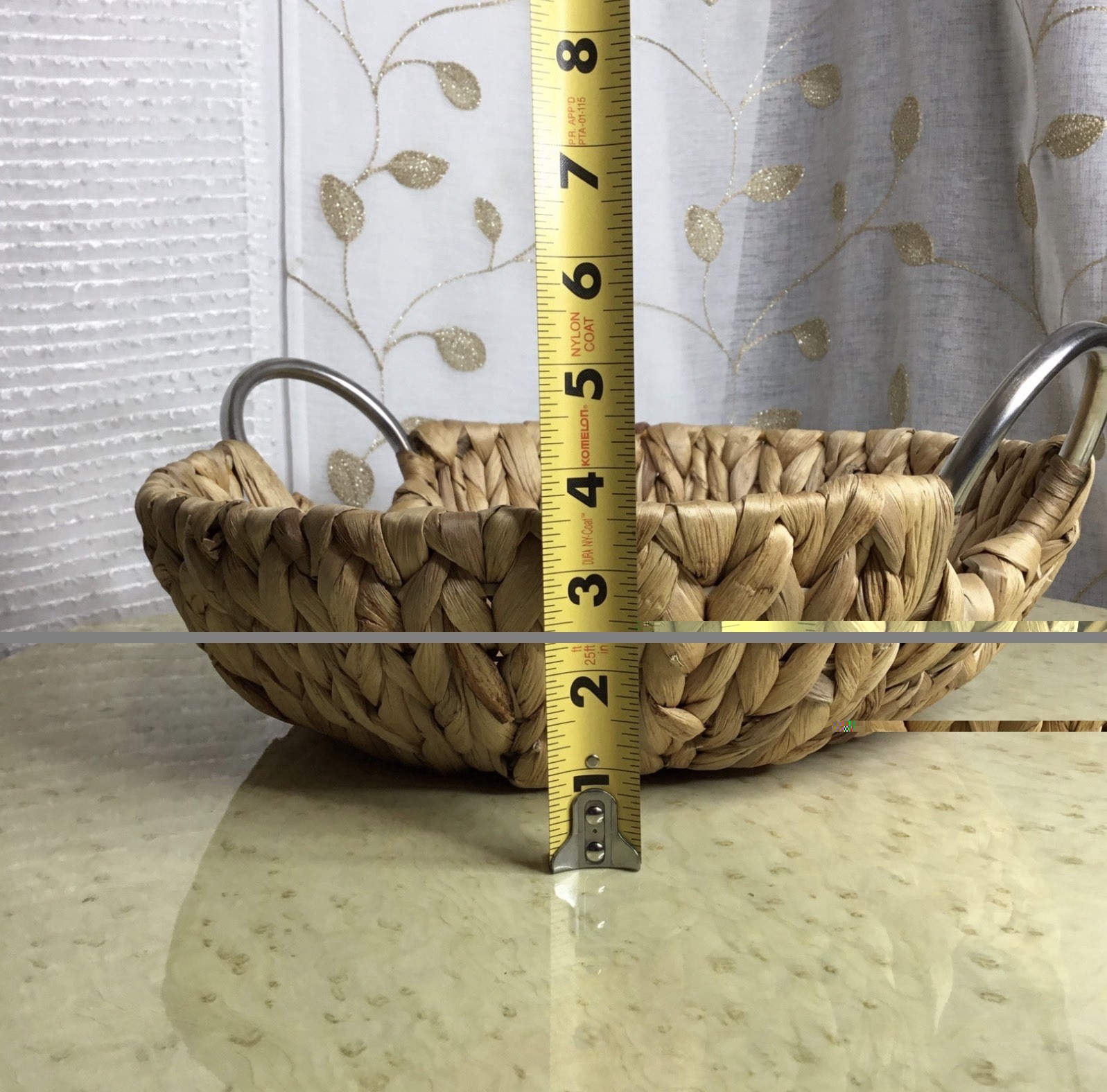 Rustic Woven Basket With Metal Handles Minimalist Earthy Home Decor