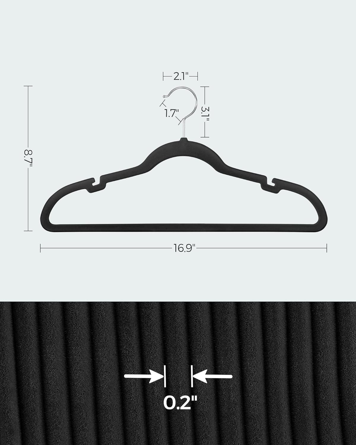 Velvet Hangers 50 Pack, Non-Slip Clothes Hangers, with Shoulder Notches, Pants B