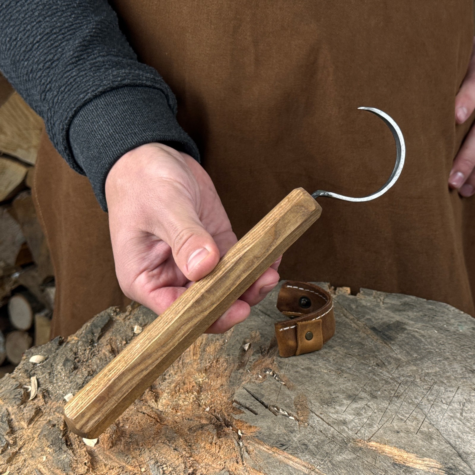 Hand-Forged Whittling Knife Carbon Steel Blade Ash Handle Gift for Man.