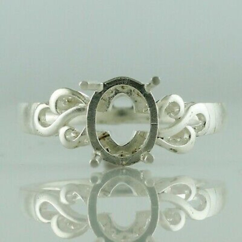 925 Sterling Silver 8x6mm Oval Semi Mount Solitaire Ring For Wedding Ring
