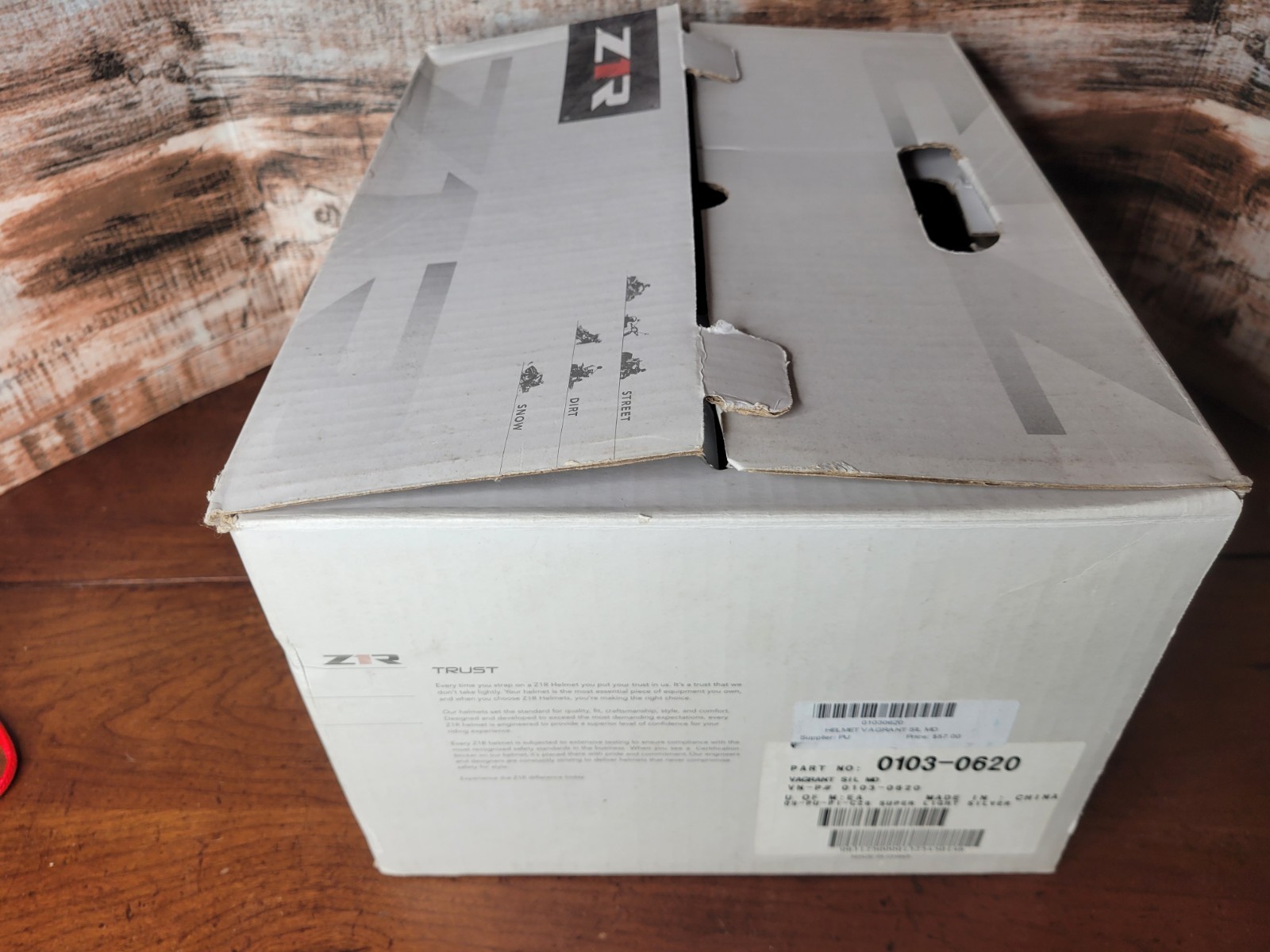 Z1R Vagrant Solid Half Helmet 0103-0620 Silver- Size Medium M