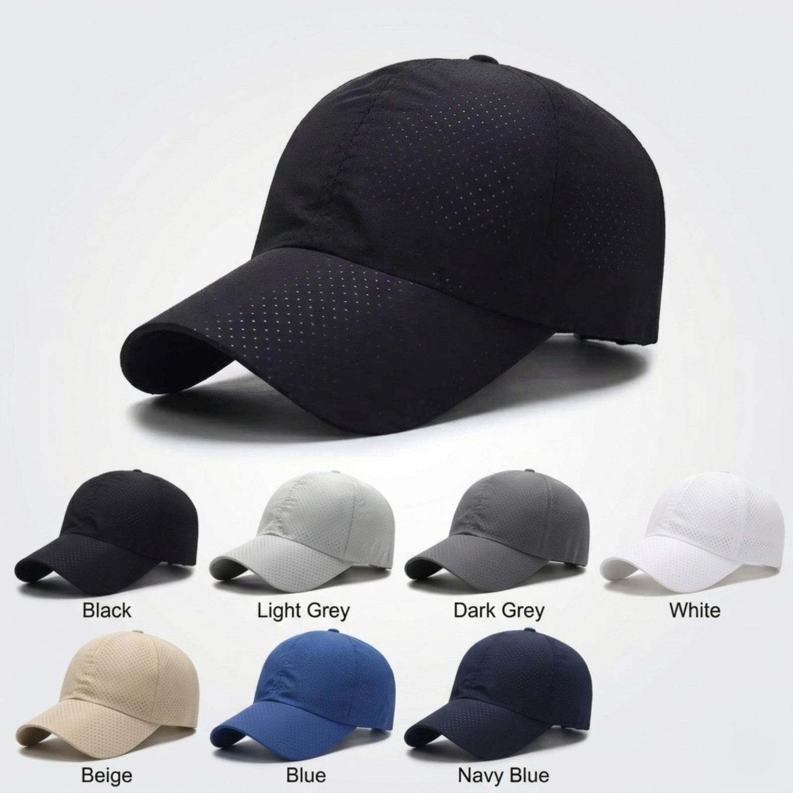 Men's Laser Perforated Baseball Cap Quick Dry Breathable Mesh Sports Running Hat