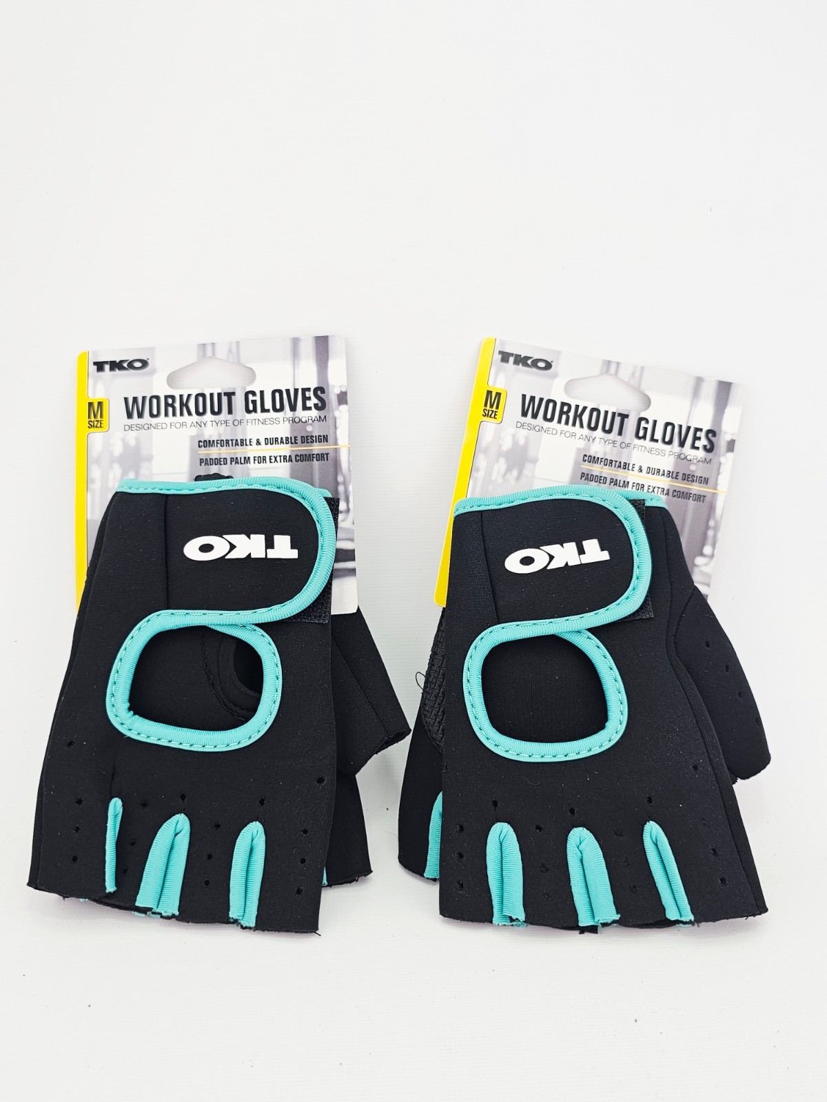 Tko Workout Gloves Fitness Padded Palm Hook Loop Wrist Black Medium Lot of 2
