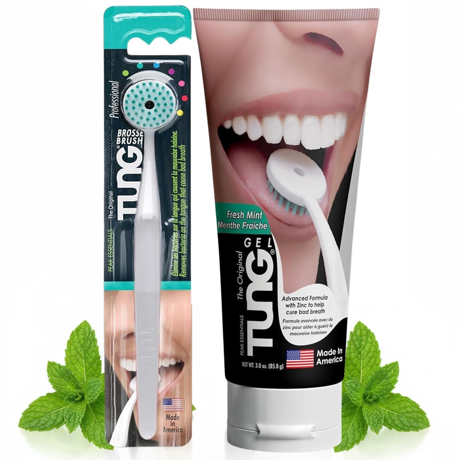 Tung Tongue Cleaning Kit, Tung Brush and Gel, Bad Breath Odor Eliminator, Halito