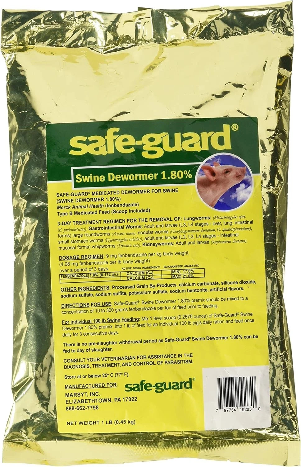 MERCK ANIMAL HEALTH MFG 184311 1 LB Safe-Guard 1.80% Swine Scoop