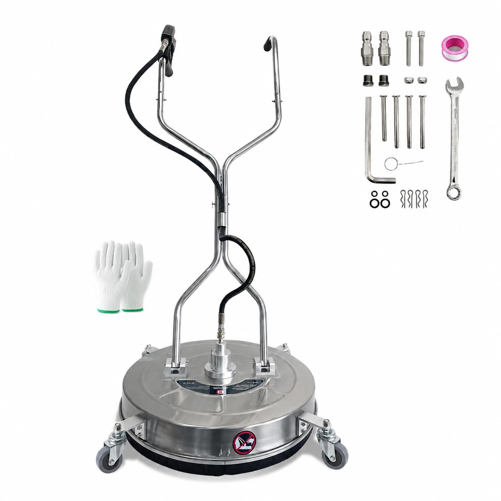 30" Pressure Washer Surface Cleaner Stainless Steel 5200PSI Dual Handle 4 Wheels