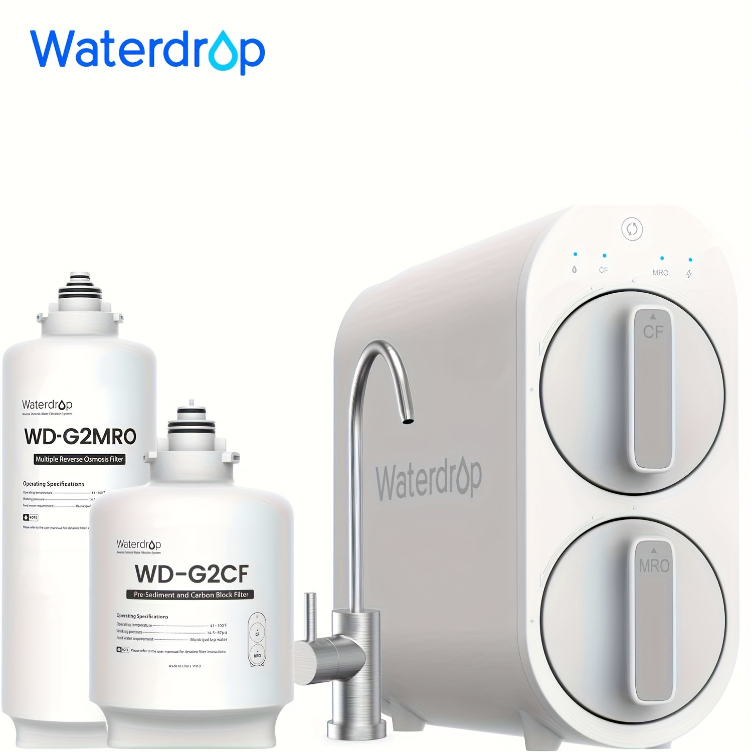 Waterdrop G2 Reverse Osmosis System, Extra WD-G2CF, WD-G2MRO Replacement filter