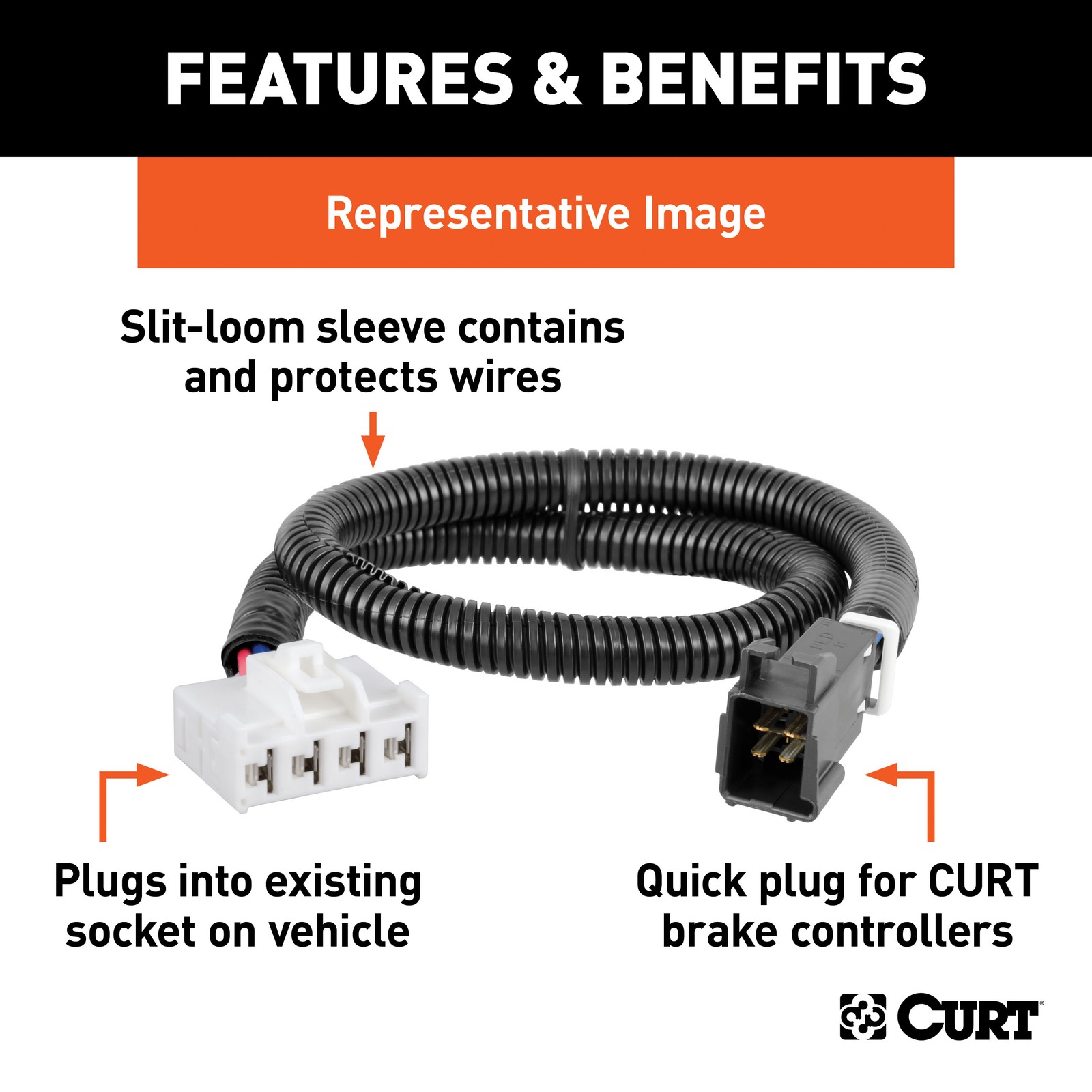 CURT Brake Control Wiring Harness Connector #51323 / Controller Sold Separately