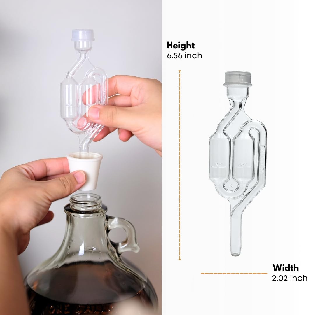 2 Pack Automatic Clear Airlock Bubbler Bottle Opener for Fermentation