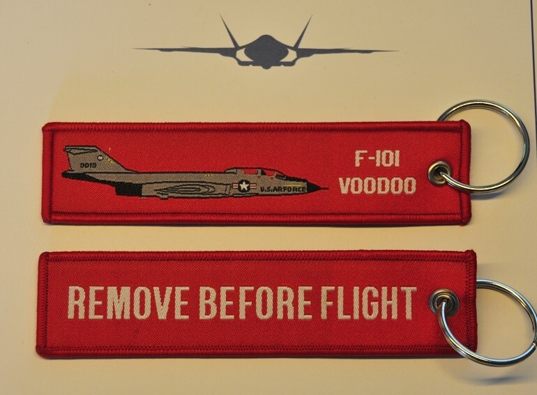 F-101 Voodoo fighter aircraft embroidered keychain keyring bagage tag