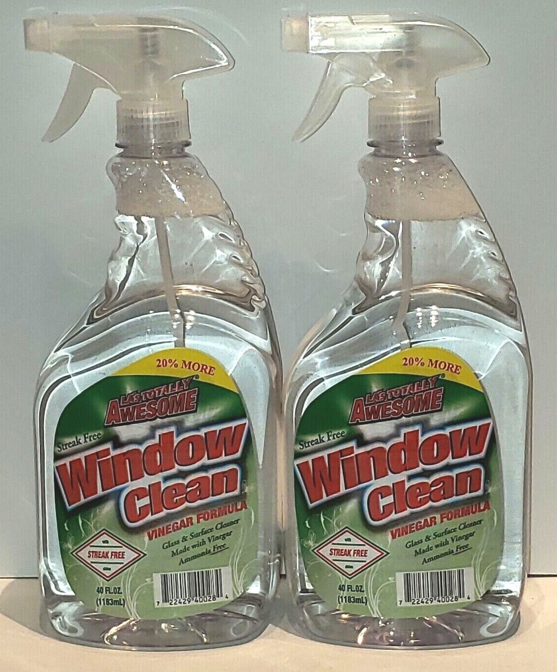 Lot Of 2 LA'S Totally Awesome Window Cleaner Vinegar Formula Streak FREE 40 oz