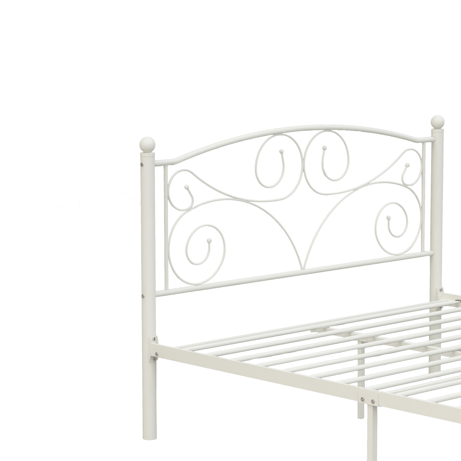 Full Size Bed Frame Metal Platform Bed Frame Sturdy Slat Support White US