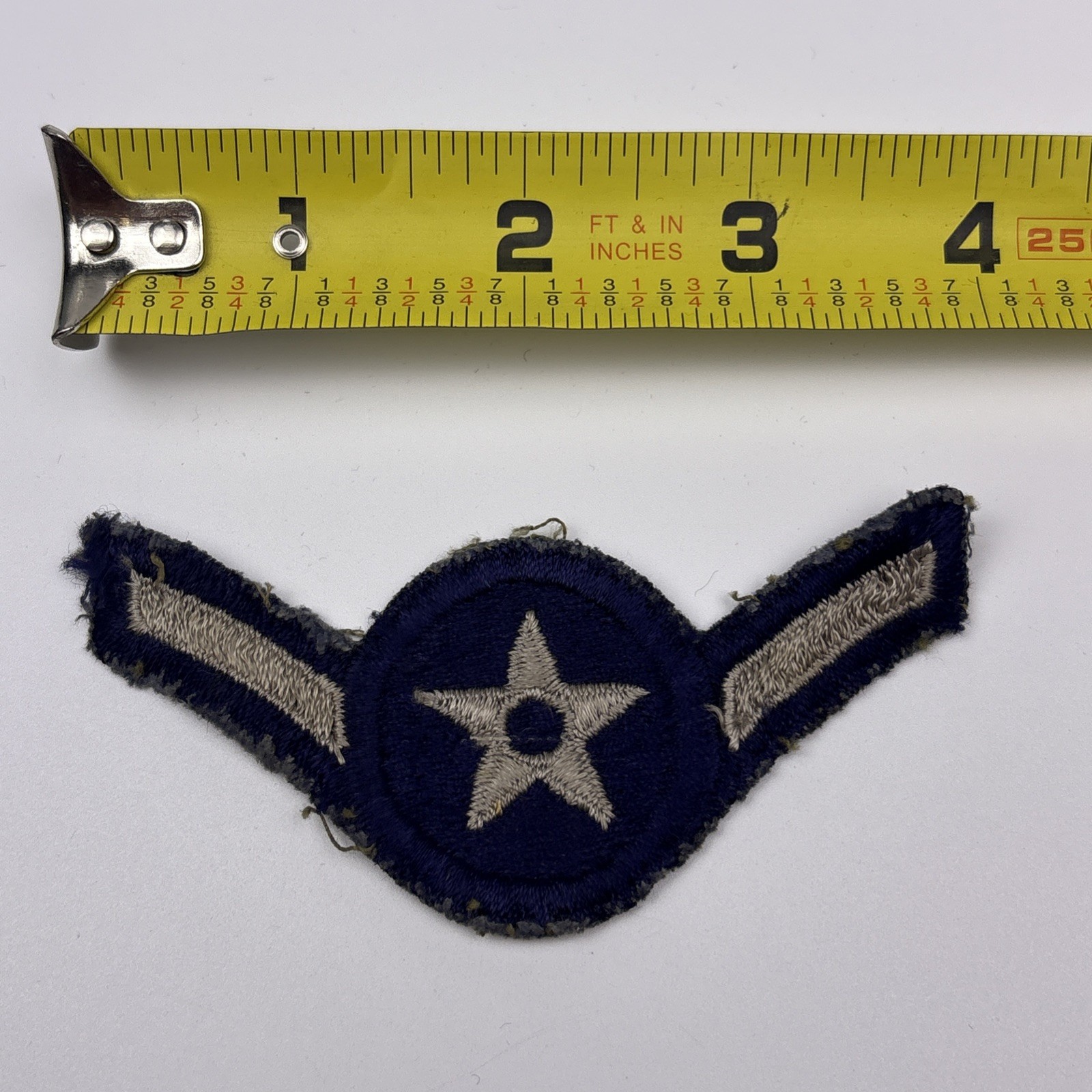 U.S. Military USAF Airman Rank Patch Insignia Cut E-2 AMN Blue Grey 4”