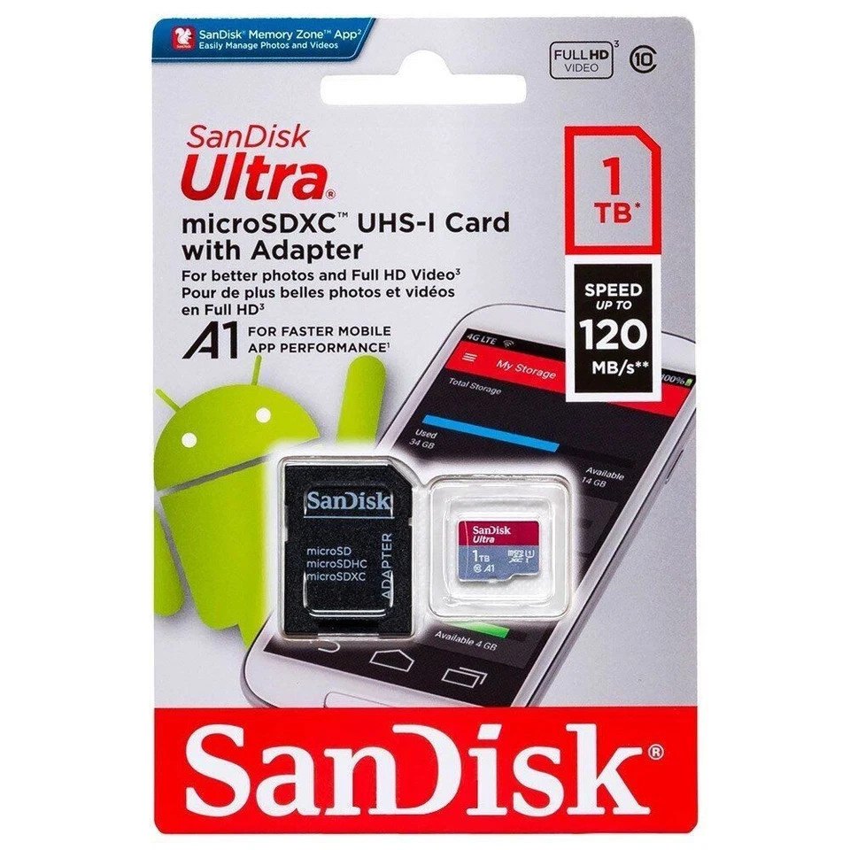 Sandisk 1TB Ultra MicroSD Memory Card Microsdhc uhs-i w/Adapter NEW Micro SD