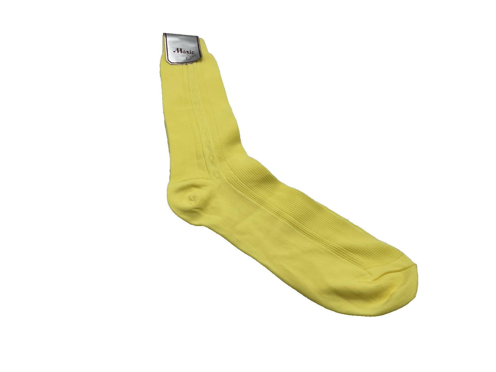 Vintage Maxie Sox Yellow 3-Ply Mens Dress Socks Nylon NOS Made In USA Size 10-13