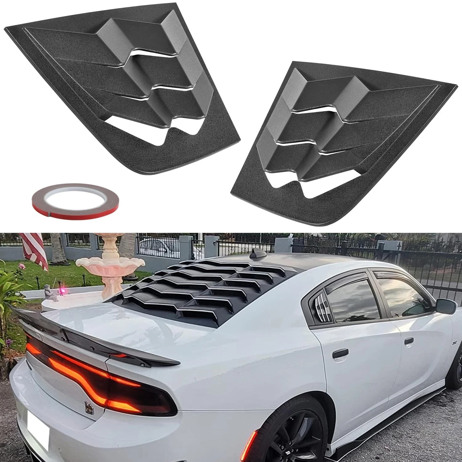Bonbo Side Window Louvers Air Vent Scoop Shades louvers, matte black