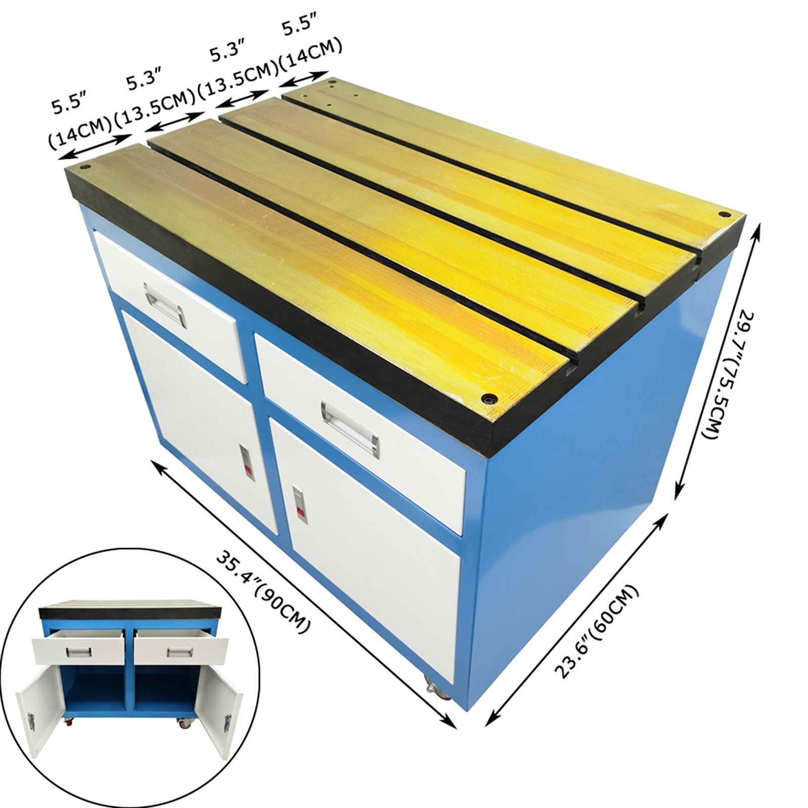 Tapping Machine Series Table Removable T-slot Workbench with Drawers 35.4"*23.6"