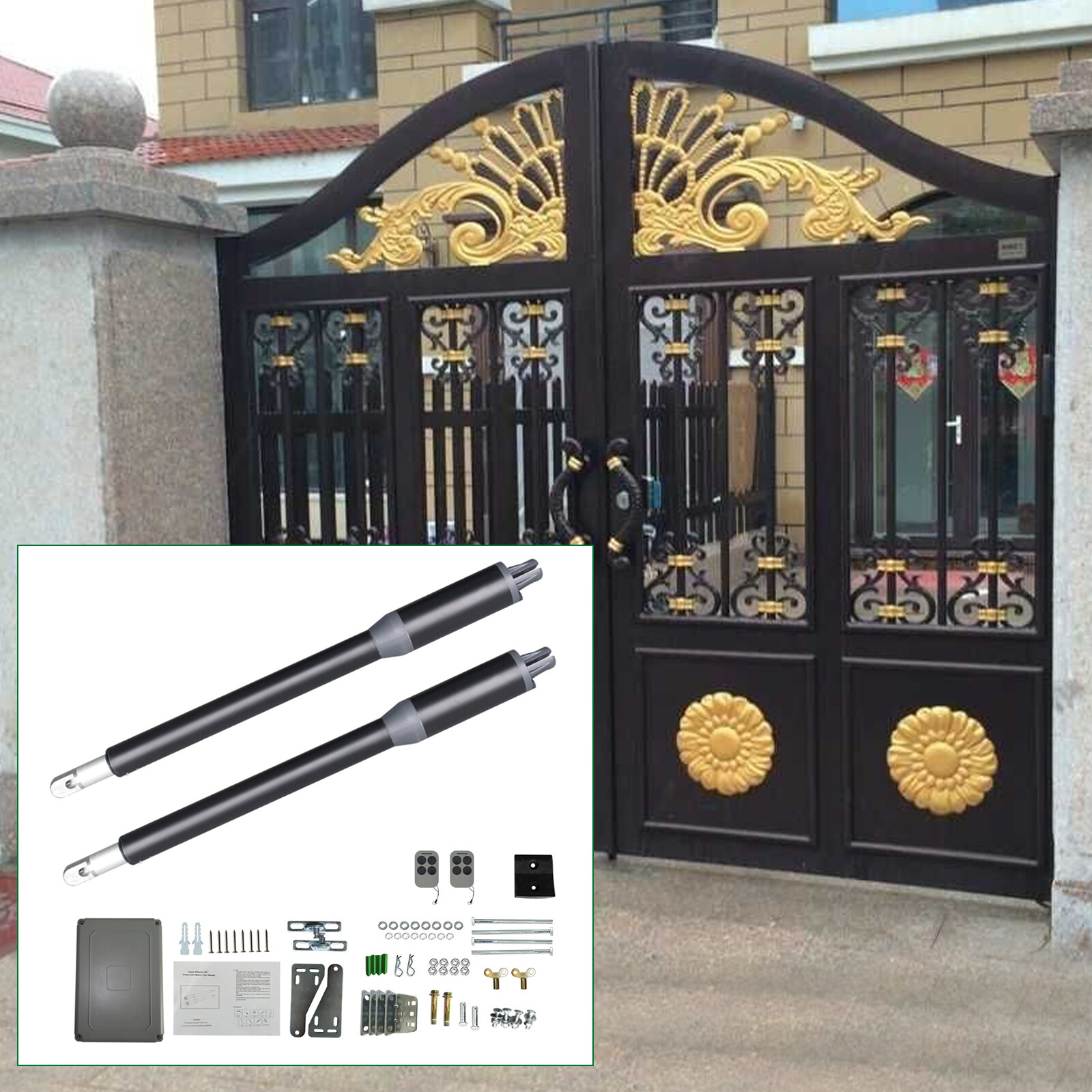 Low Voltage Motor Double Armed Swing Electric Hinged Auto Gate Operator Dc 24v