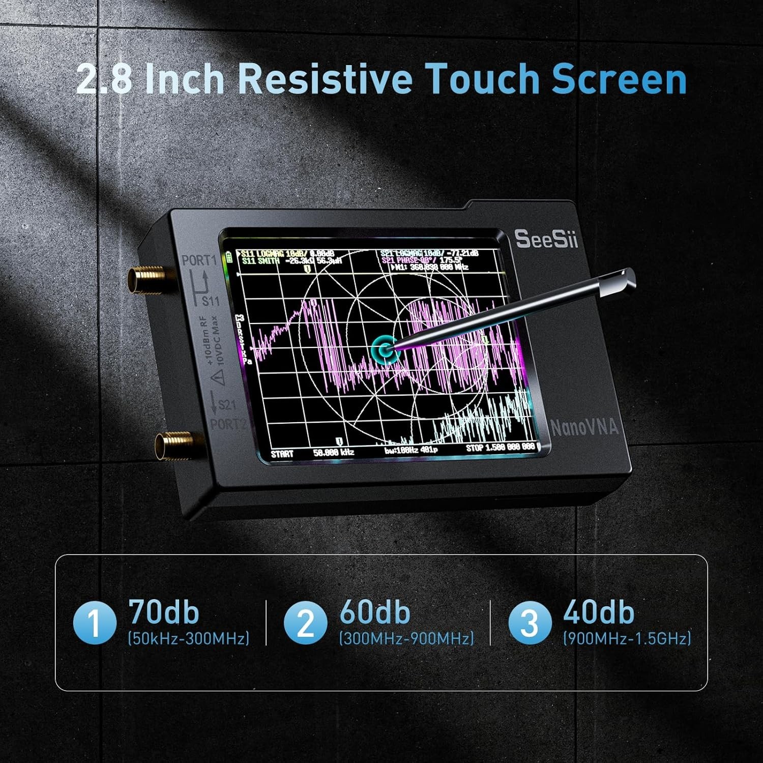 Comprehensive Antenna Analyzer: Multi-Function 10KHz-1.5GHz with LCD Touchscreen